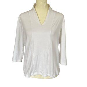 Hasting & Smith women's size PS white stretchy v-neck 3/4 sleeve pullover top